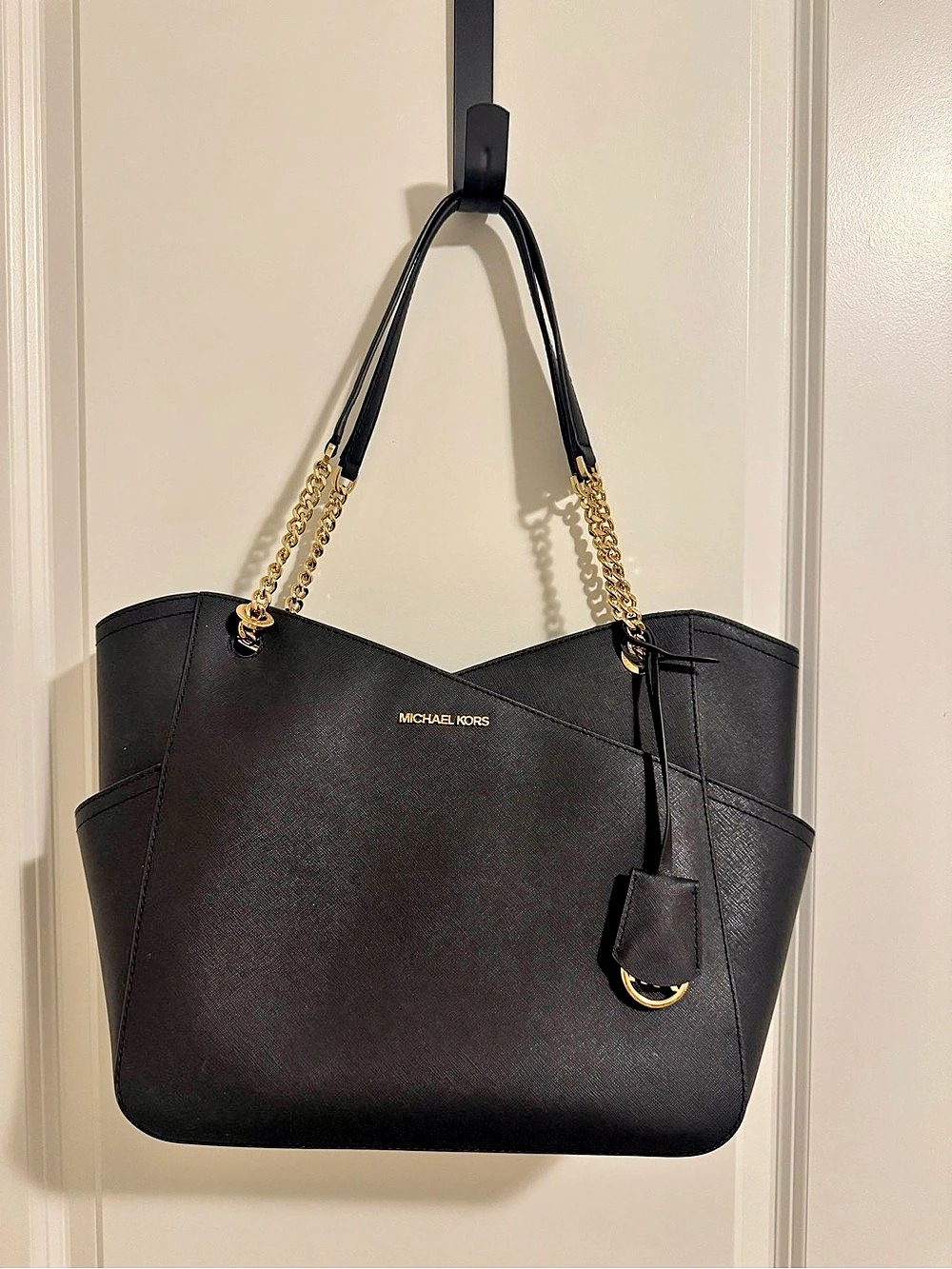 Michael Kors Jet Set Travel Large Chain Shoulder Tote Black